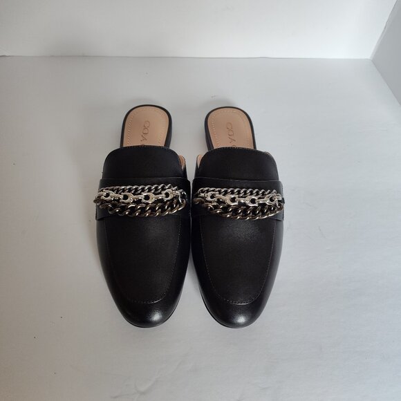 Ladies SZ 6-1/2B Coach Black Leather Faye Mule - Picture 1 of 5